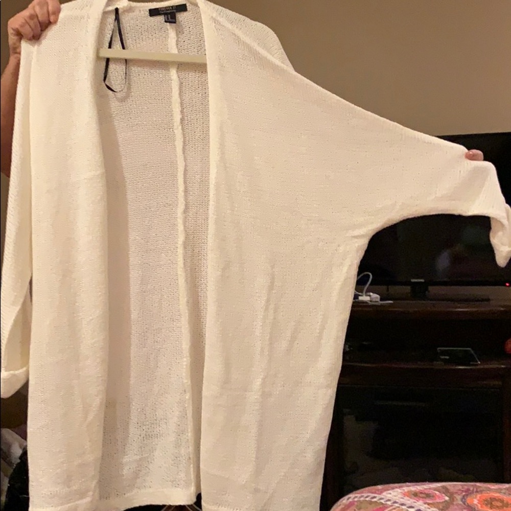 Forever21 White Knit Cardigan
